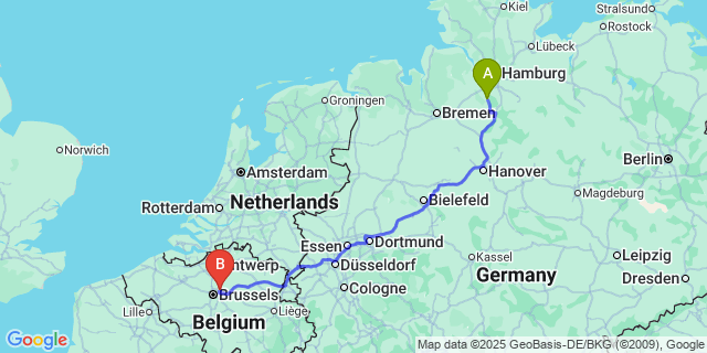 Map: Brussels Zaventem Airport (BRU) to Velle