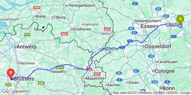 Map: Brussels Midi Train Station to Weyler