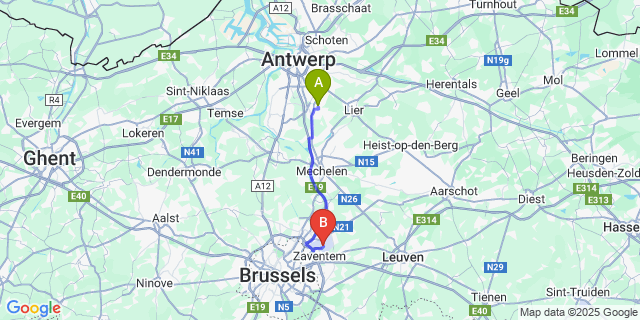 Map: Brussels Zaventem Airport (BRU) to Zilverberg