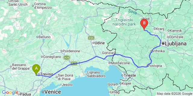 Map: Venice Treviso Airport (TSF) to Rabac