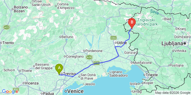 Map: Venice Treviso Airport (TSF) to Umag