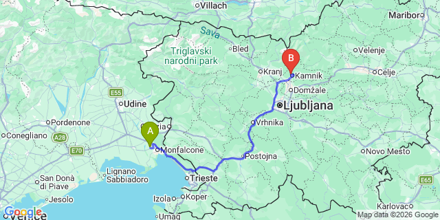 Map: Trieste Airport (TRS) to Krk Island