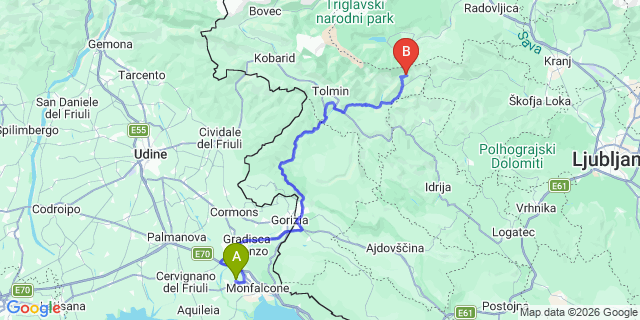 Map: Trieste Airport (TRS) to Medulin