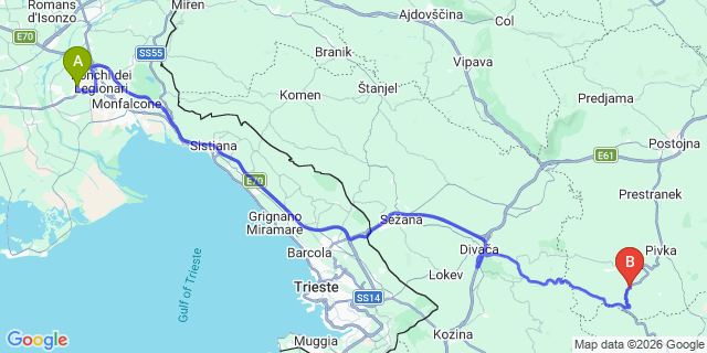 Map: Trieste Airport (TRS) to Rabac