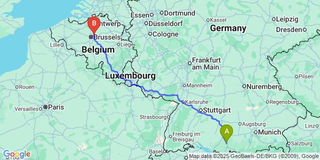 Map: Brussels Zaventem Airport (BRU) to Wahl