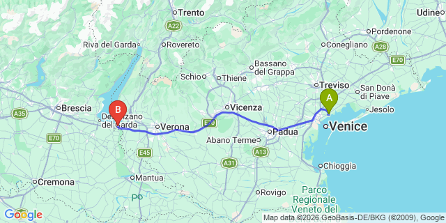 Map: Venice Marco Polo Airport (VCE) to Camping Bella Italia