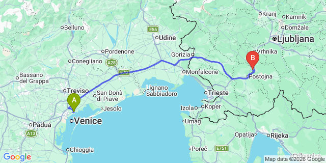 Map: Venice Marco Polo Airport (VCE) to Lovran