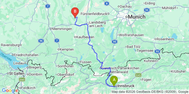 Map: Innsbruck Airport (INN) to Fiss