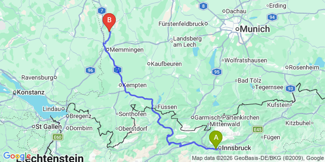 Map: Innsbruck Airport (INN) to Galtur