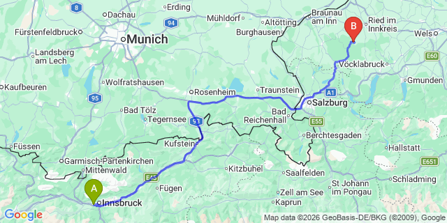 Map: Innsbruck Airport (INN) to Haus