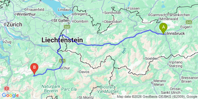 Map: Innsbruck Airport (INN) to La Val