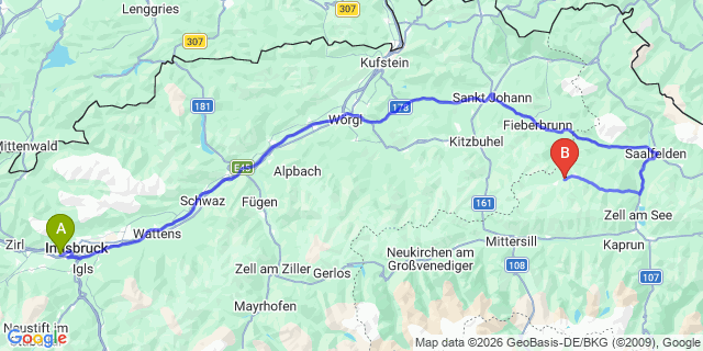 Map: Innsbruck Airport (INN) to La Villa