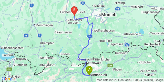 Map: Innsbruck Airport (INN) to Obergurgl