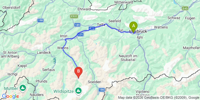 Map: Innsbruck Airport (INN) to Plangeross