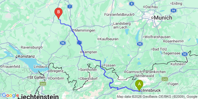 Map: Innsbruck Airport (INN) to Schruns