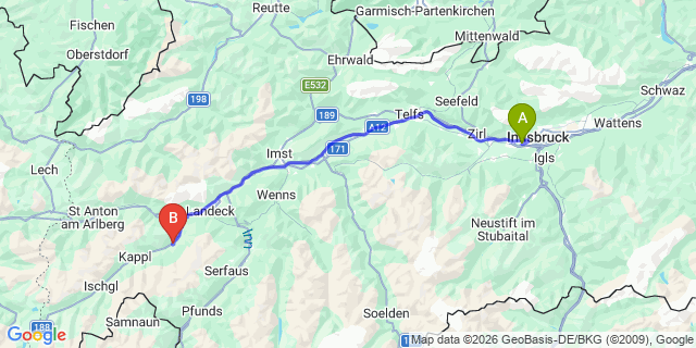 Map: Innsbruck Airport (INN) to See