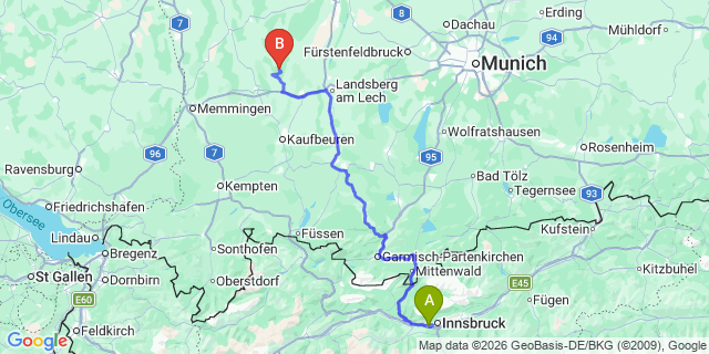 Map: Innsbruck Airport (INN) to Serfaus
