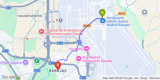 Map: Madrid Airport (MAD) to Barajas