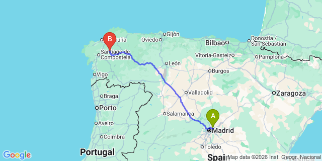 Map: Madrid Airport (MAD) to Batan