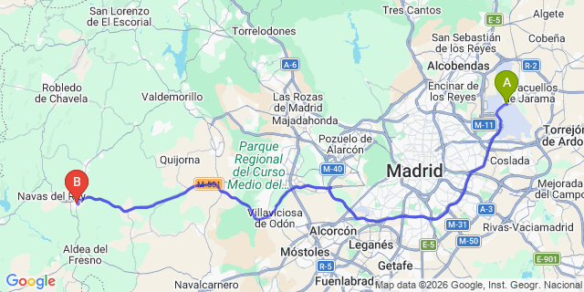 Map: Madrid Airport (MAD) to Chapineria