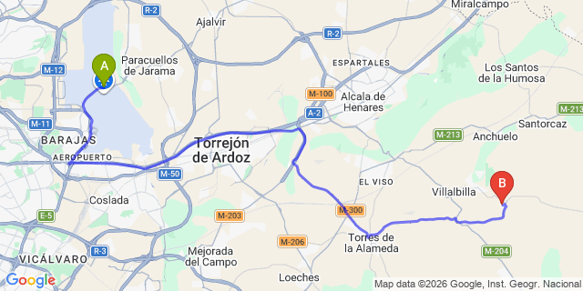 Map: Madrid Airport (MAD) to Corpa