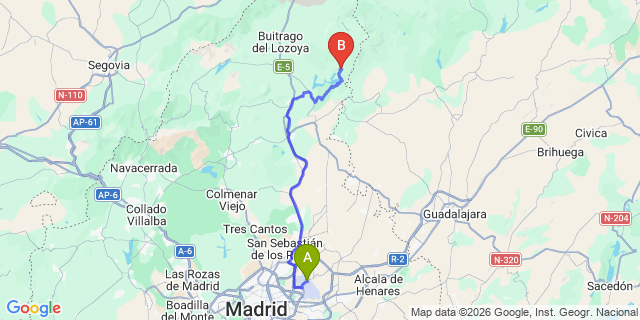 Map: Madrid Airport (MAD) to El Atazar