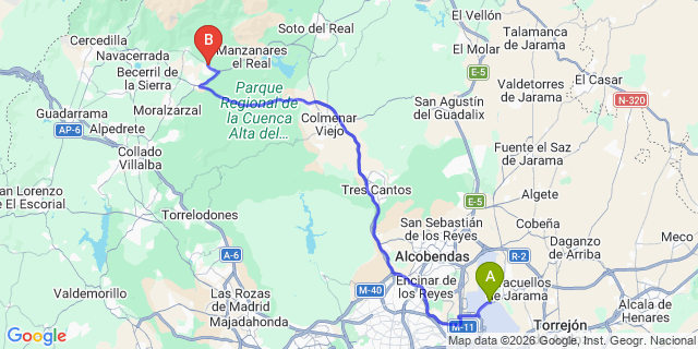 Map: Madrid Airport (MAD) to El Boalo