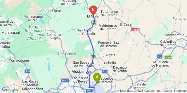 Map: Madrid Airport (MAD) to El Molar