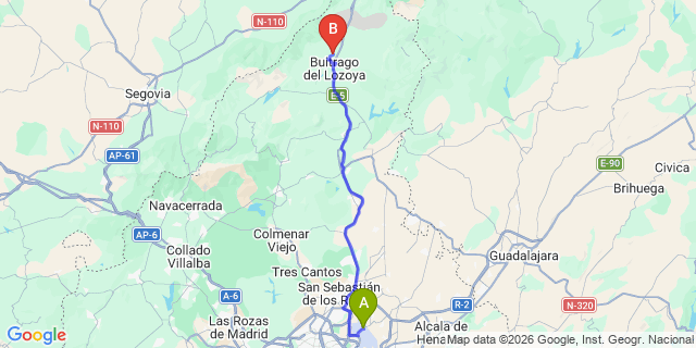 Map: Madrid Airport (MAD) to Gascones