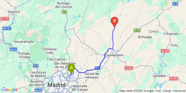 Map: Madrid Airport (MAD) to Humanes
