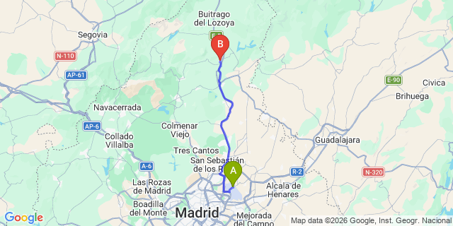 Map: Madrid Airport (MAD) to La Cabrera