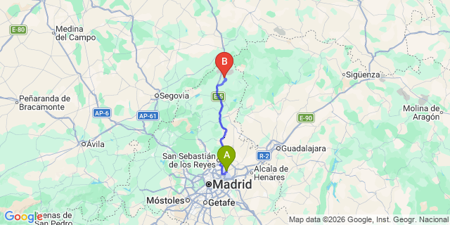 Map: Madrid Airport (MAD) to Madarcos