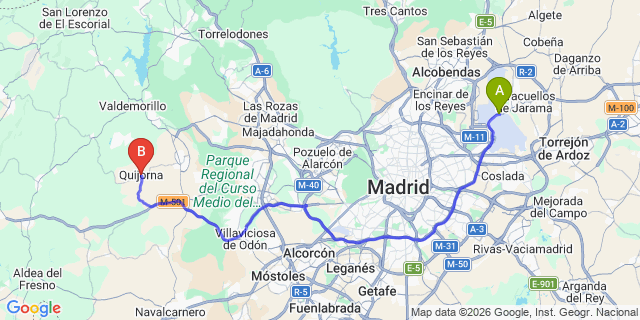Map: Madrid Airport (MAD) to Quijorna