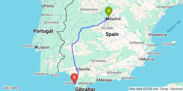 Map: Madrid Airport (MAD) to San Fernando