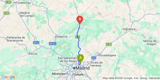 Map: Madrid Airport (MAD) to Somosierra