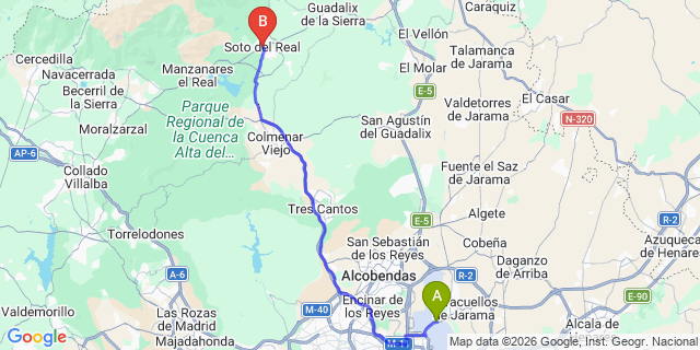 Map: Madrid Airport (MAD) to Soto del Real
