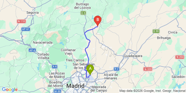Map: Madrid Airport (MAD) to Torremocha del Jarama