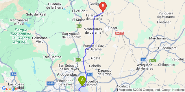 Map: Madrid Airport (MAD) to Valdepielagos