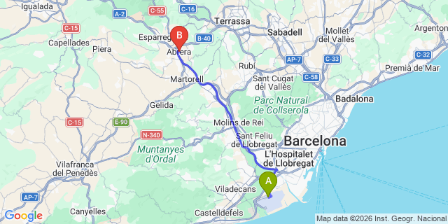 Map: Barcelona Airport (BCN) to Abrera