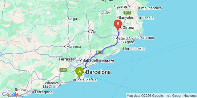 Map: Barcelona Airport (BCN) to Aiguaviva