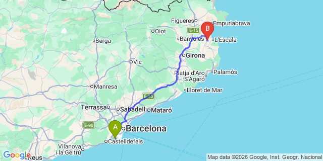 Map: Barcelona Airport (BCN) to Albons