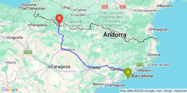 Map: Barcelona Airport (BCN) to Astun