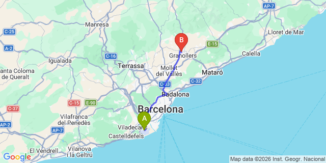 Map: Barcelona Airport (BCN) to Canovelles