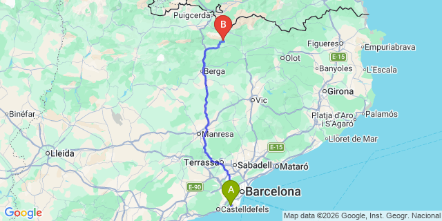 Map: Barcelona Airport (BCN) to Castellar de nHug