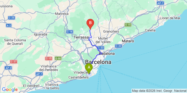 Map: Barcelona Airport (BCN) to Castellar del Valles