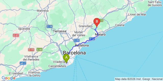 Map: Barcelona Airport (BCN) to Dosrius