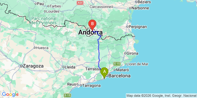Map: Barcelona Airport (BCN) to El Tarter