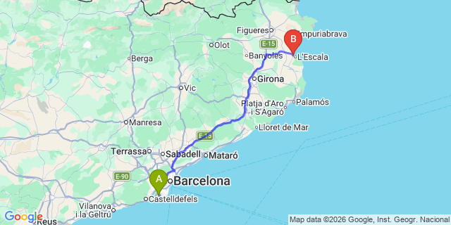 Map: Barcelona Airport (BCN) to Escala