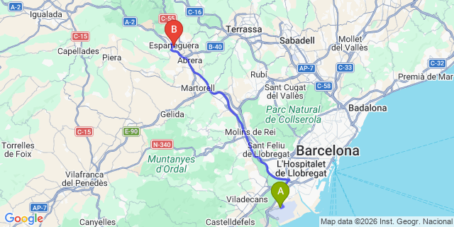 Map: Barcelona Airport (BCN) to Esparreguera