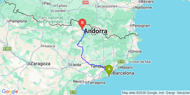 Map: Barcelona Airport (BCN) to Espot